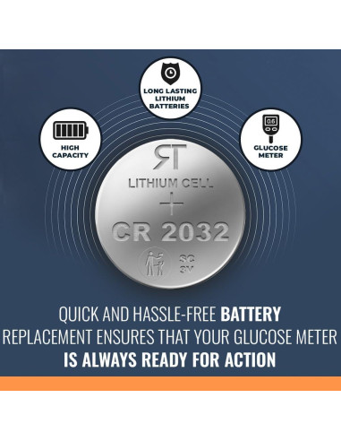 Baterías CR2032 Rome Tech para medidor de glucosa 3V