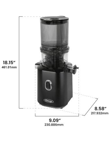 Exprimidor Omega 150W Prensa Fría con Tolva de Lote Negro