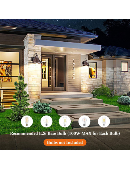 Luces de Porche Brightever 2 Piezas Marrón Impermeables E26