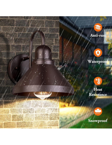 Luces de Porche Brightever 2 Piezas Marrón Impermeables E26