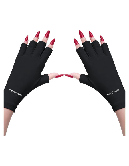 Guantes UV MelodySusie Negros UPF50+ para Manicura