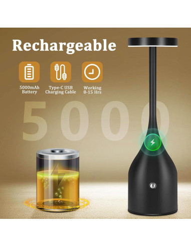 Lámpara de Mesa Inalámbrica FenFud 5000mAh 2 Paquete Negro