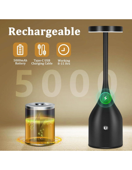 Lámpara de Mesa Inalámbrica FenFud 5000mAh 2 Paquete Negro