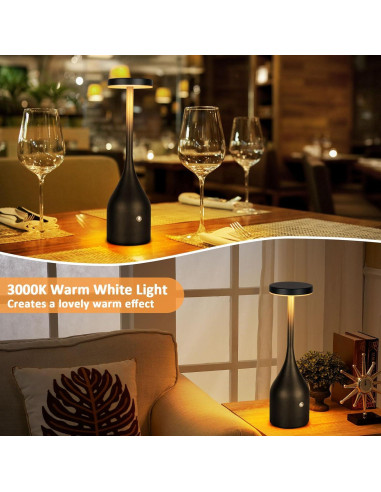 Lámpara de Mesa Inalámbrica FenFud 5000mAh 2 Paquete Negro