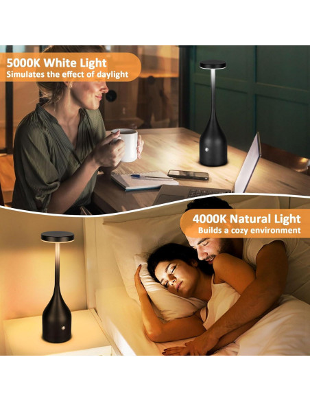 Lámpara de Mesa Inalámbrica FenFud 5000mAh 2 Paquete Negro