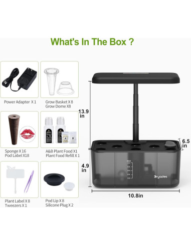 Sistema Hidropónico DRYADES 8 Cápsulas 4.5L con Luz LED