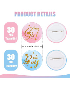 Pins de Revelación de Género 60Pcs 4.4cm - Mr Cozy 2