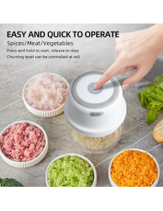 Picador de Ajo Eléctrico Trimevachi 300ml Portátil con Divisor 2