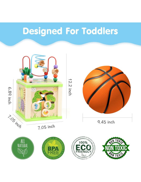 Cubo de Actividades de Madera DIPALENT 8 en 1 para Niños