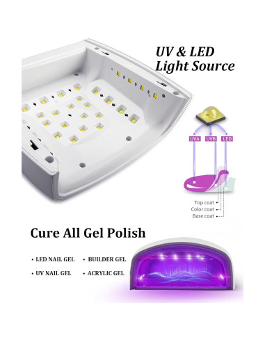Lámpara de Uñas UV LED DORAGYM 66W Inalámbrica Recargable
