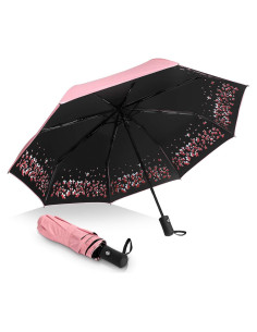 Paraguas Plegable Sakura Rosa - A Prueba de Viento y Lluvia