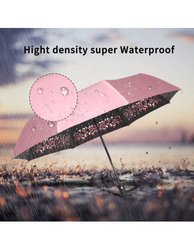 Paraguas Plegable Sakura Rosa - A Prueba de Viento y Lluvia