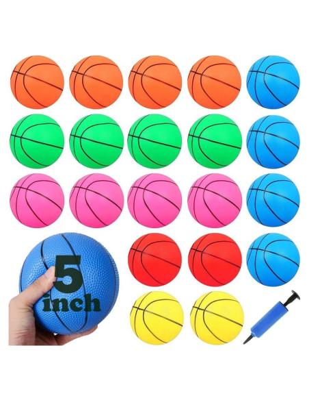 24 Mini Balones de Baloncesto 5" Airsnigi con Bomba