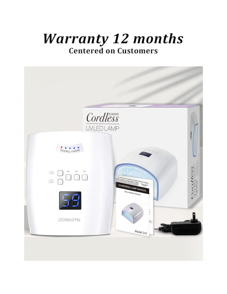Lámpara de Uñas UV LED DORAGYM 66W Inalámbrica Recargable