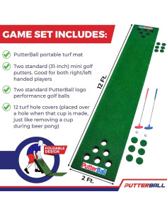 PutterBall Juego de Golf Pong 3,35 m con 2 Putters y Pelotas 2
