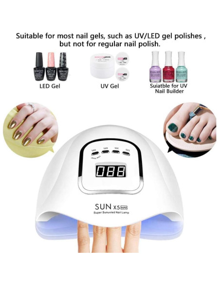 Lámpara de Uñas UV LED 150W Profesional con Temporizador