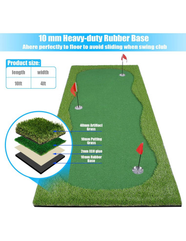 Campo de Golf para Putt BOBURN 1,22x3,05m 3 Huecos
