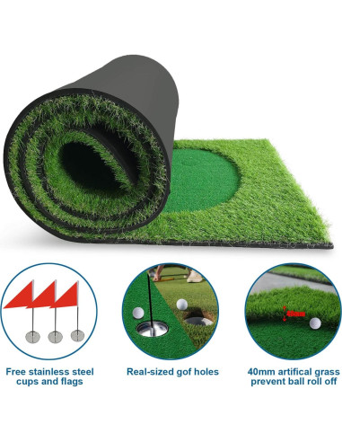 Campo de Golf para Putt BOBURN 1,22x3,05m 3 Huecos