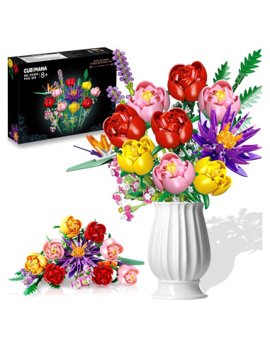 Juego de Construcción de Ramo de Flores CUBIMANA 976 Piezas