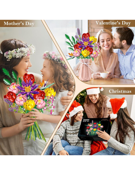 Juego de Construcción de Ramo de Flores CUBIMANA 976 Piezas