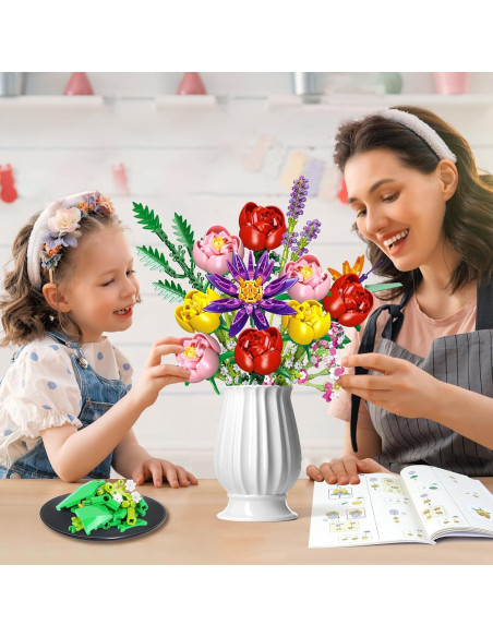 Juego de Construcción de Ramo de Flores CUBIMANA 976 Piezas