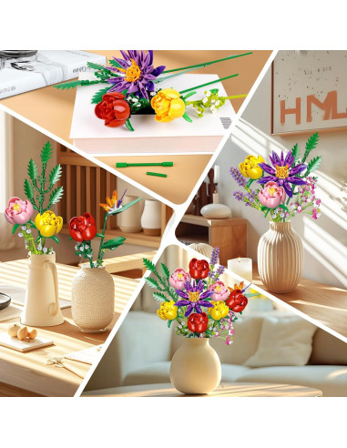 Juego de Construcción de Ramo de Flores CUBIMANA 976 Piezas