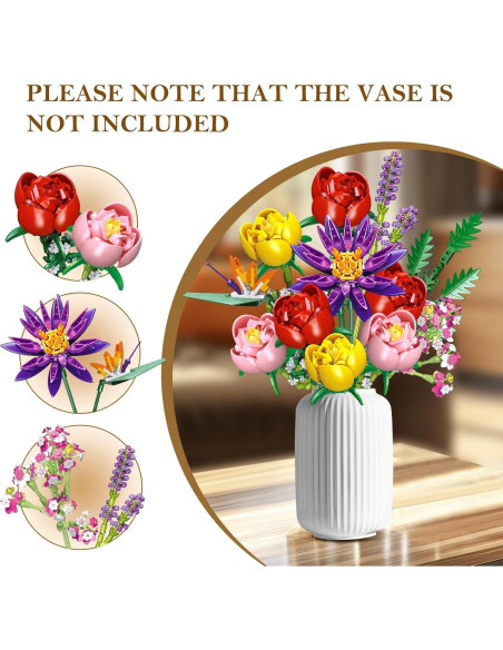 Juego de Construcción de Ramo de Flores CUBIMANA 976 Piezas