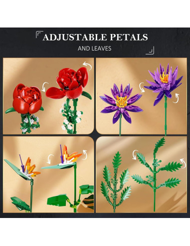 Juego de Construcción de Ramo de Flores CUBIMANA 976 Piezas