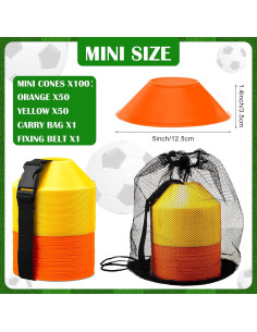 Hanaive 100 Mini Conos de Fútbol 12,7 cm para Entrenamiento 2