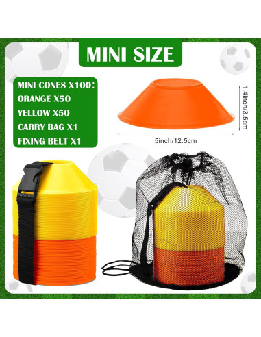 Hanaive 100 Mini Conos de Fútbol 12,7 cm para Entrenamiento
