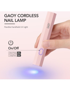 Lámpara UV Portátil GAOY para Uñas de Gel Rosa 15x5.9cm 2
