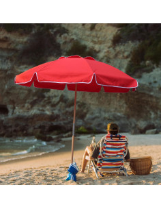 Paraguas de Playa AMMSUN 230cm Rojo UPF50+ Resistente al Viento 2