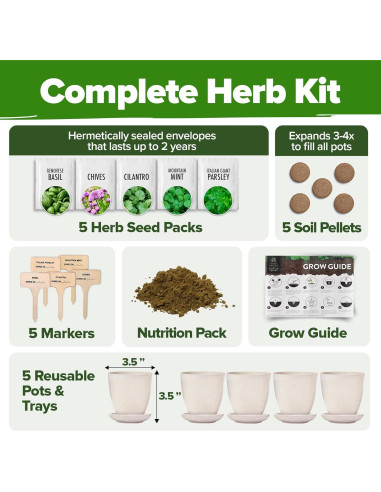 Kit de Jardín de Hierbas - HOME GROWN - 5 Especies