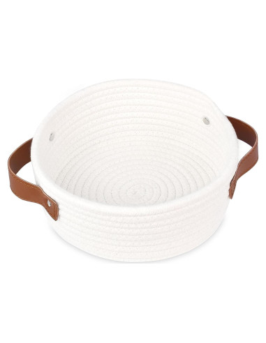 Cesta de Almacenamiento Pequeña ABenkle Algodón Boho Blanca