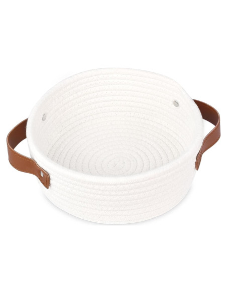 Cesta de Almacenamiento Pequeña ABenkle Algodón Boho Blanca
