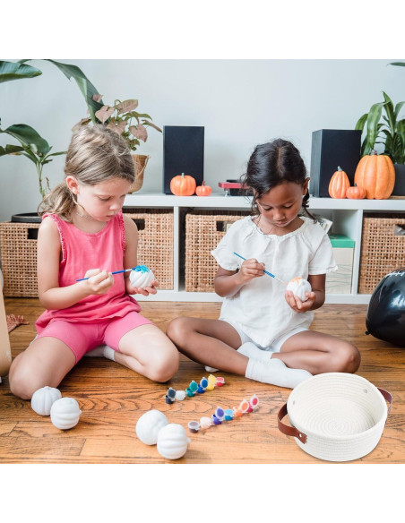 Cesta de Almacenamiento Pequeña ABenkle Algodón Boho Blanca