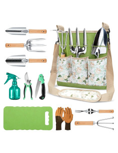 Juego de Jardinería Grenebo 11 Piezas con Bolsa Ergonómica