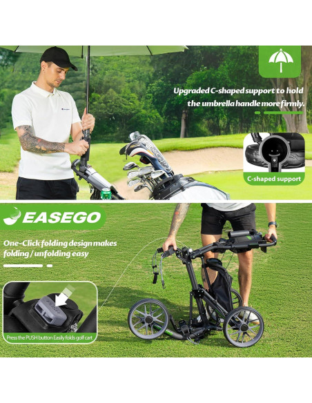 Carro de Golf EASEGO DZ Plegable 3 Ruedas Todo Terreno