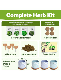 Kit de Jardín de Hierbas Interiores HOME GROWN - 4 Macetas Cerámicas 2