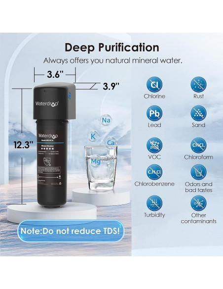 Filtro de agua bajo fregadero Waterdrop WD-10UB, reduce PFAS y plomo