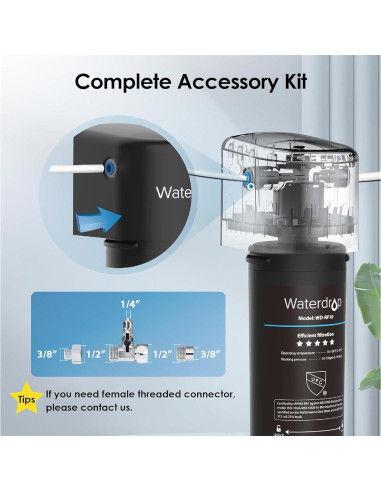 Filtro de agua bajo fregadero Waterdrop WD-10UB, reduce PFAS y plomo