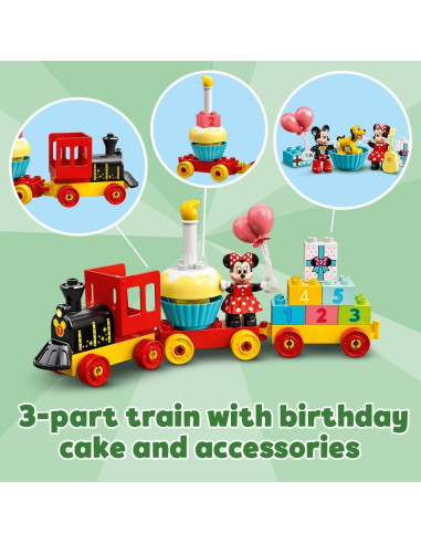 LEGO DUPLO Tren de Cumpleaños Disney Mickey y Minnie 22 Piezas