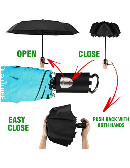 Sombrilla Mini Plegable Raintrend Azul 91 cm UV Automática