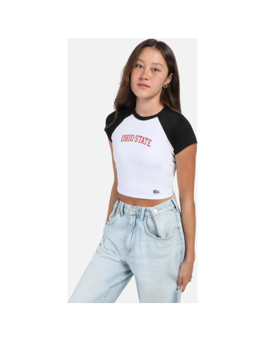 Playera Crop HYPE AND VICE Ohio State Negra Talla Grande
