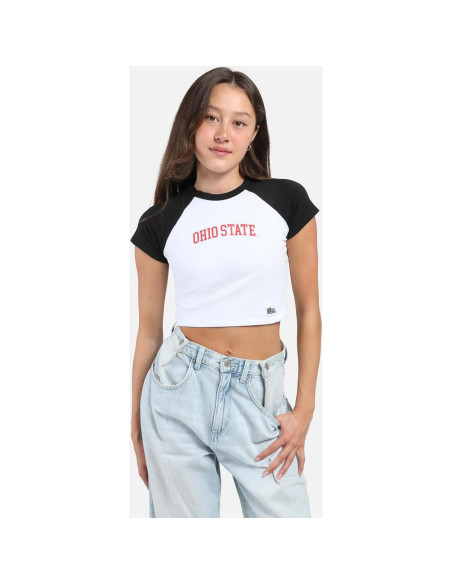 Playera Crop HYPE AND VICE Ohio State Negra Talla Grande