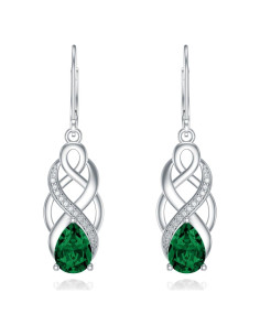 Pendientes de Plata 925 AOBOCO con Nudo Celta y Esmeralda