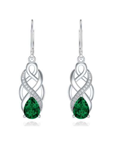 Pendientes de Plata 925 AOBOCO con Nudo Celta y Esmeralda