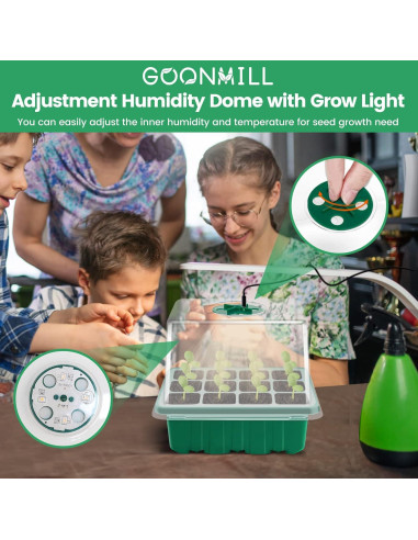 Bandeja de Germinación GOONMILL con Luz y 12 Celdas