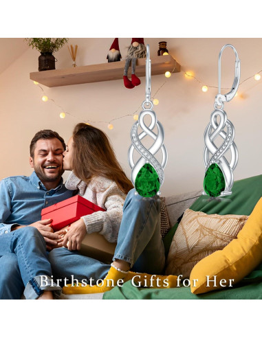 Pendientes de Plata 925 AOBOCO con Nudo Celta y Esmeralda