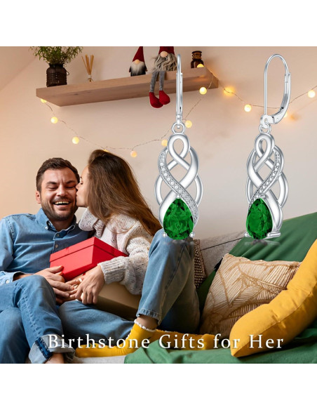 Pendientes de Plata 925 AOBOCO con Nudo Celta y Esmeralda